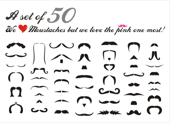 New free set of 50 moustache vectors! | pinkmoustache.net | vector 