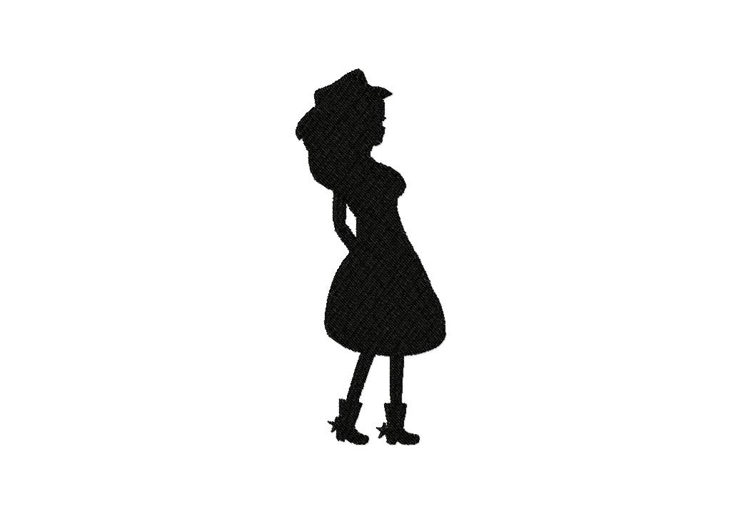 Gowgirl Stance Silhouette Machine Embroidery Design for Gold 
