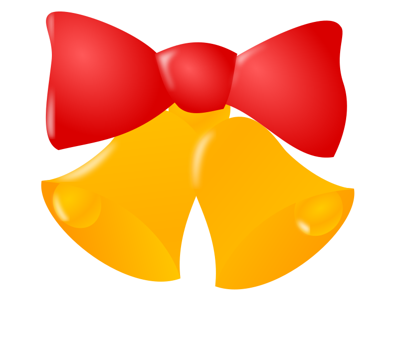 Festive Golden Bells with Red Bow - Holiday Decoration Icon
