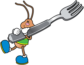 Fun Ant with Giant Fork - Playful Insect Illustration for Kids & Education