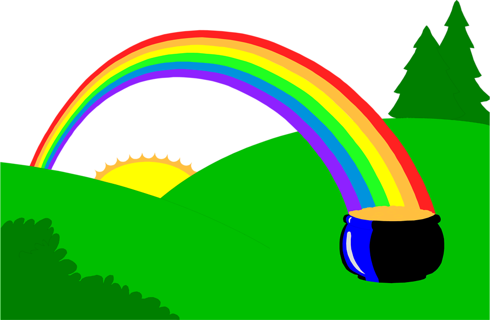 Free Stock Photos | Illustration of a pot of gold at the end of a 