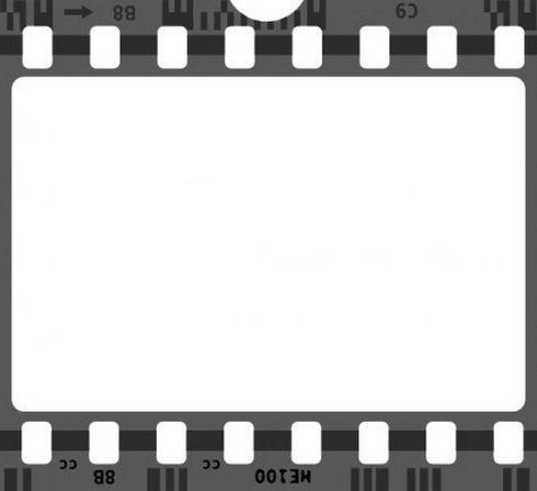 Blank 35mm film strip frame with sprocket holes and edge markings, ready for photo or design overlay.