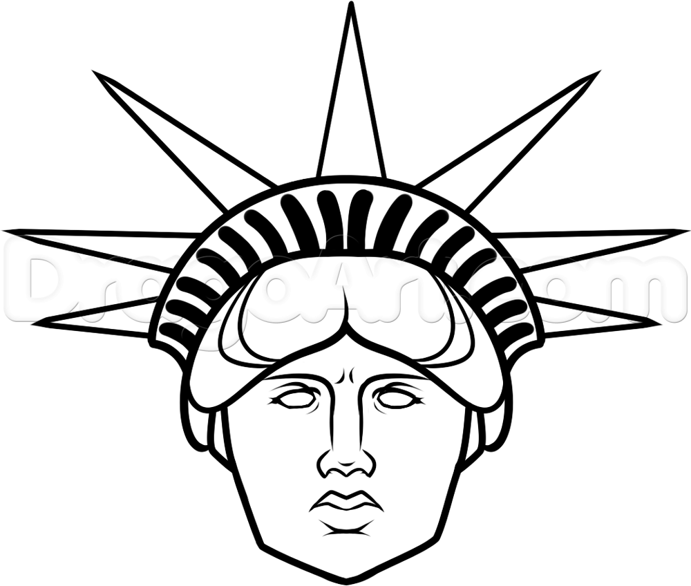 How to Draw Statue of Liberty Face, Step by Step, Monuments 