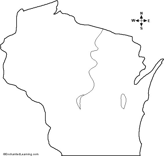 Outline Map Wisconsin - EnchantedLearning.com