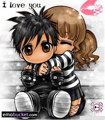 love cartoon couple hugging