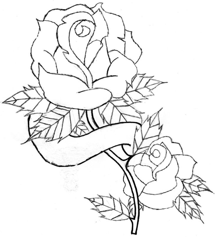 cross with rose and banner drawings