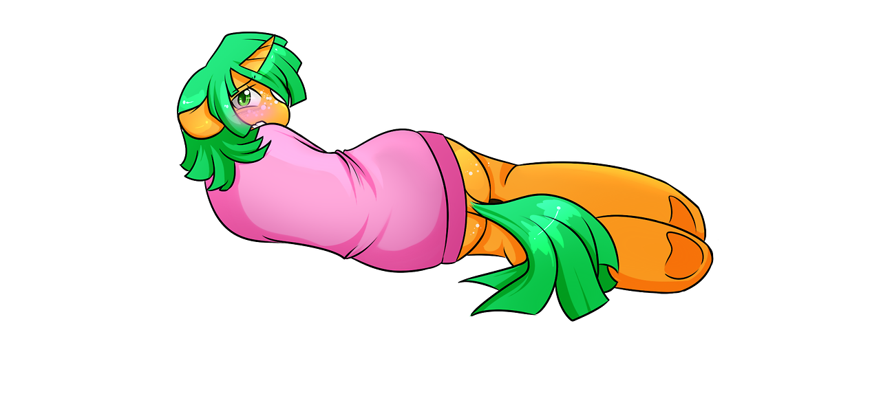 Green-Haired Anime Character Lying Down - Expressive Digital Art