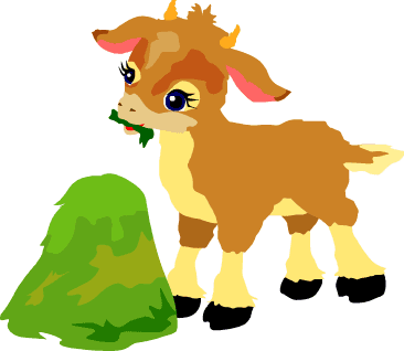 Cute Cartoon Baby Goat Eating Grass - Free Illustration