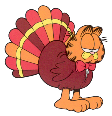Garfield in Turkey Costume - Fun Thanksgiving Cartoon Image