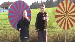 Fun Outdoor Photo with Colorful Pinwheel Signs - Playful Visual Content
