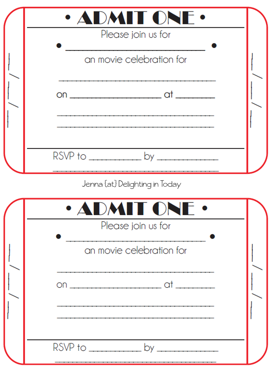 Movie Ticket Party Invititation Tutorial {And A Free Template Too 