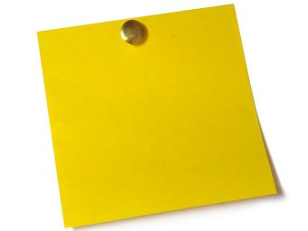 Yellow Sticky Note with Thumbtack - Office Supply Visual