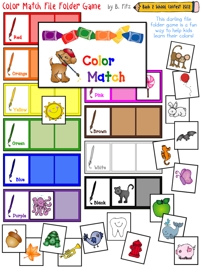 Color Match File Folder Game - Printable Educational Activity for Preschoolers