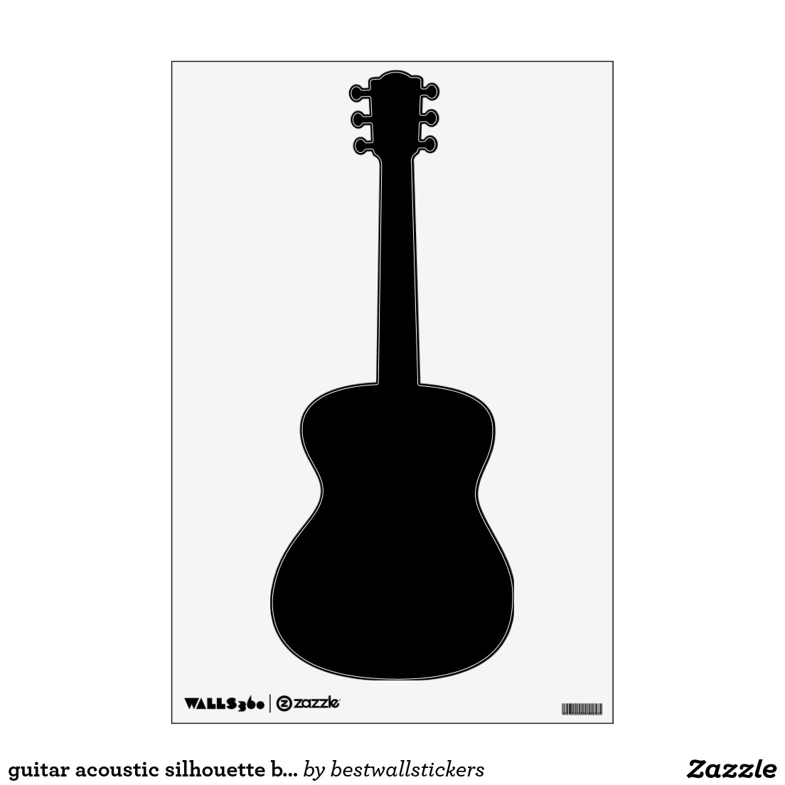 guitar acoustic silhouette black wall decal | Zazzle