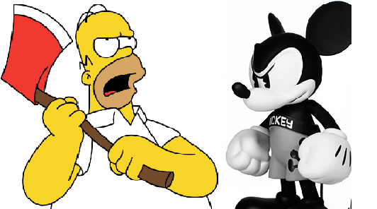 Homer Simpson vs Mickie Mouse promo picture. - Cartoon fight 