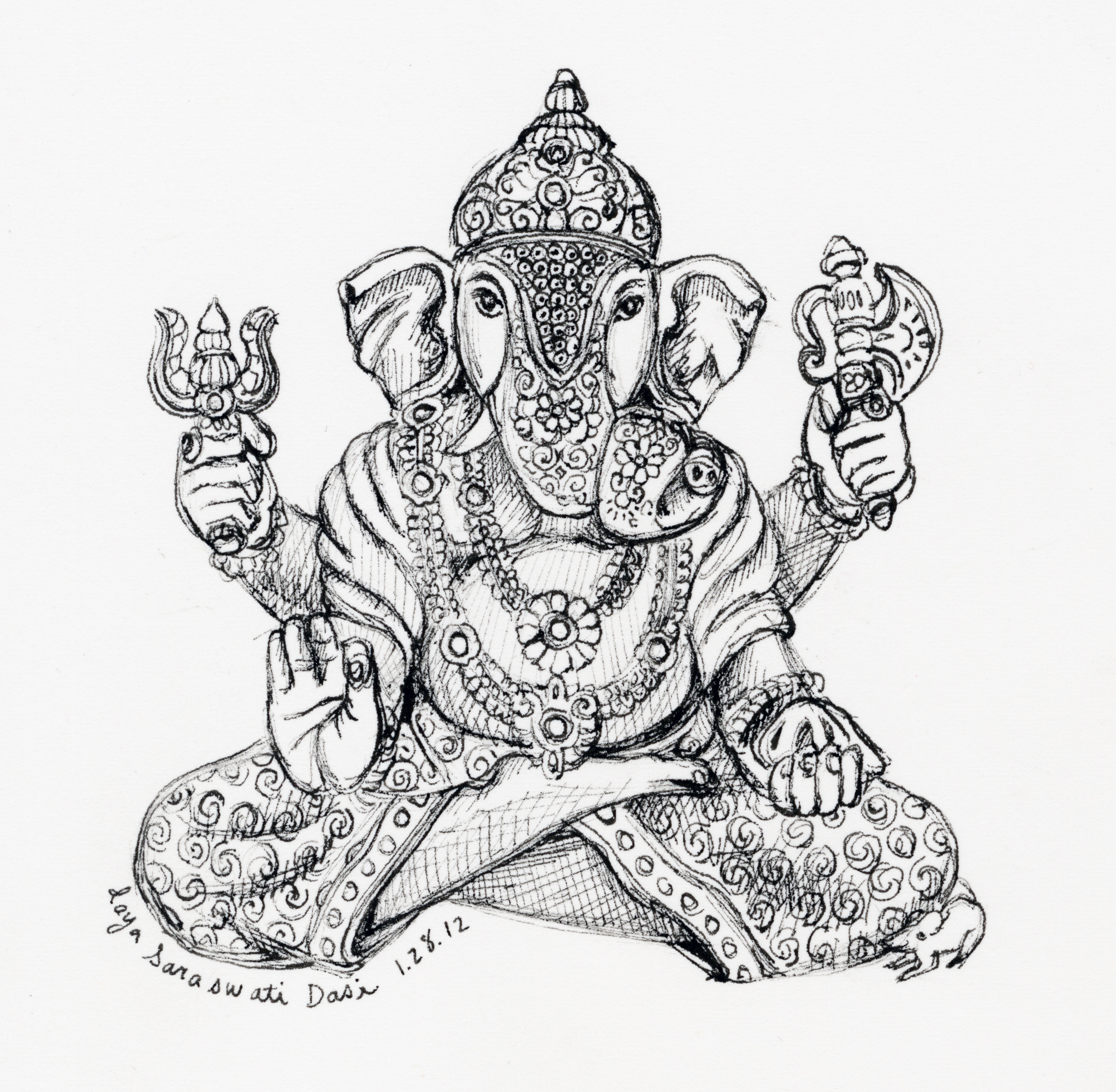 Lord Ganesha Drawing by Chandru S Hiremath | Saatchi Art