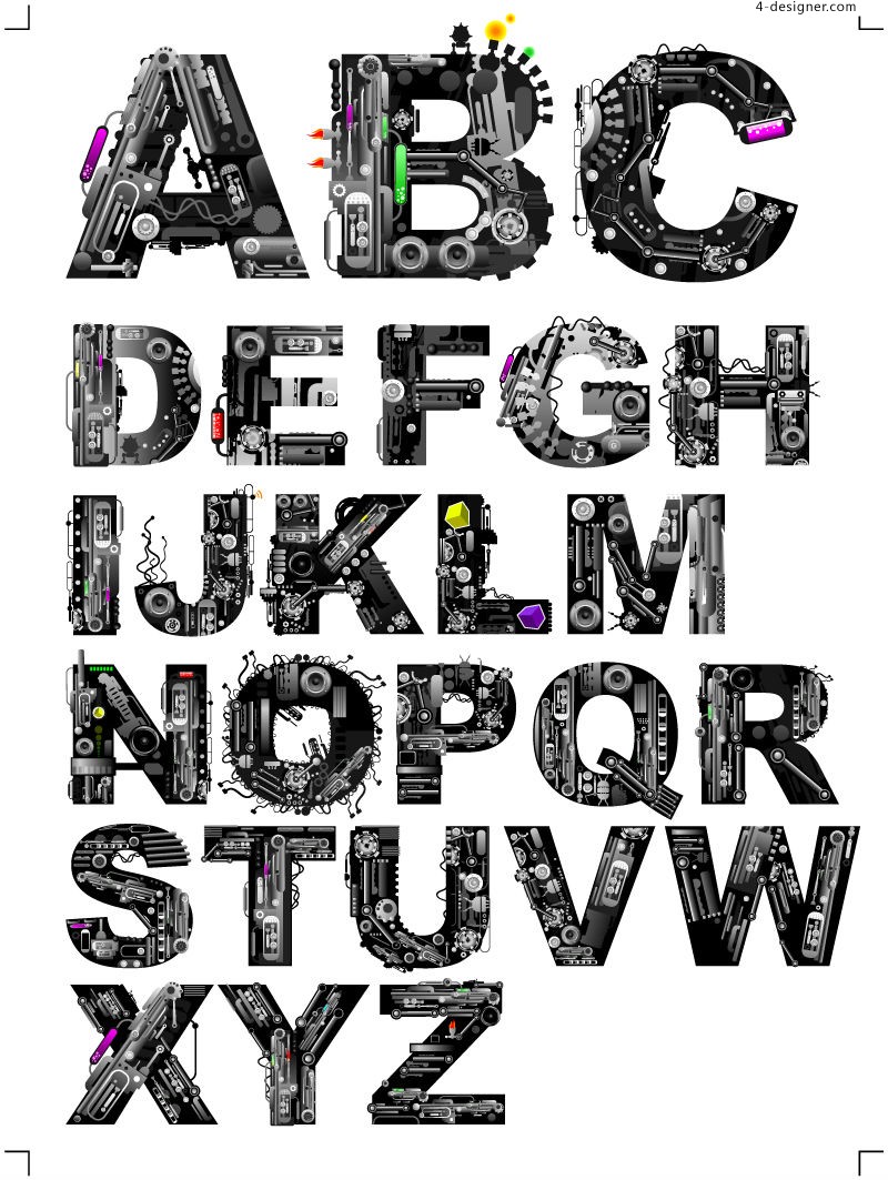 Alphabet Letters With Design / Alphabet Carousel 3 inch Stencil. by ...