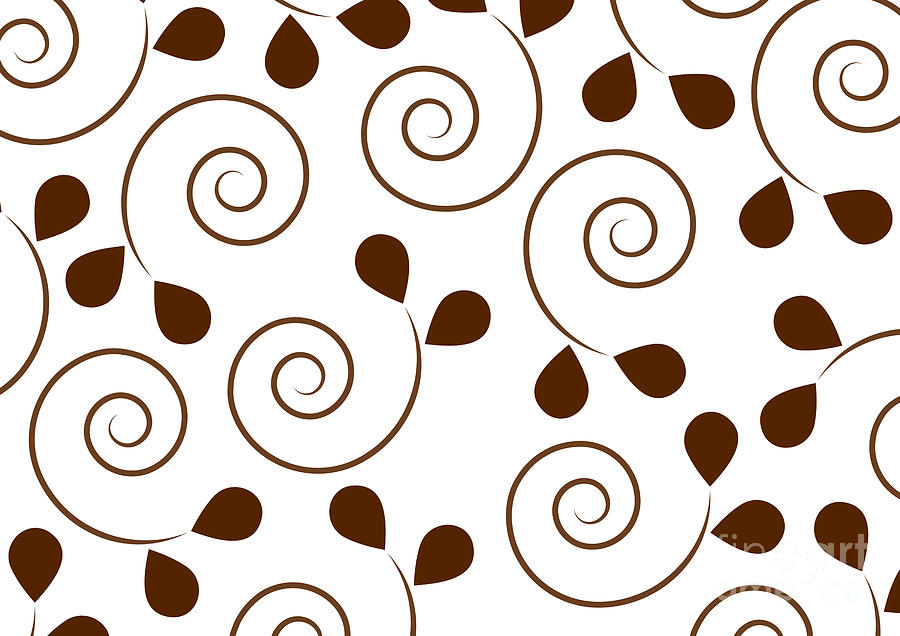 Brown spiral and teardrop pattern on white background, elegant vector design for branding or decor.