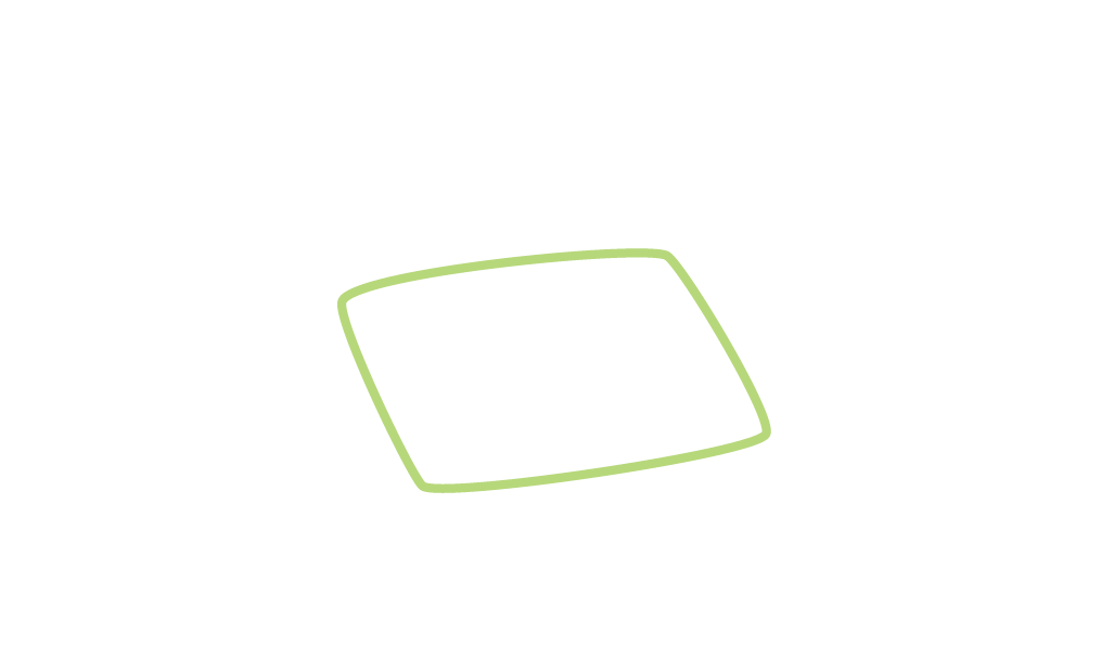 Light green outlined abstract shape resembling a stylized leaf or wing on white background.