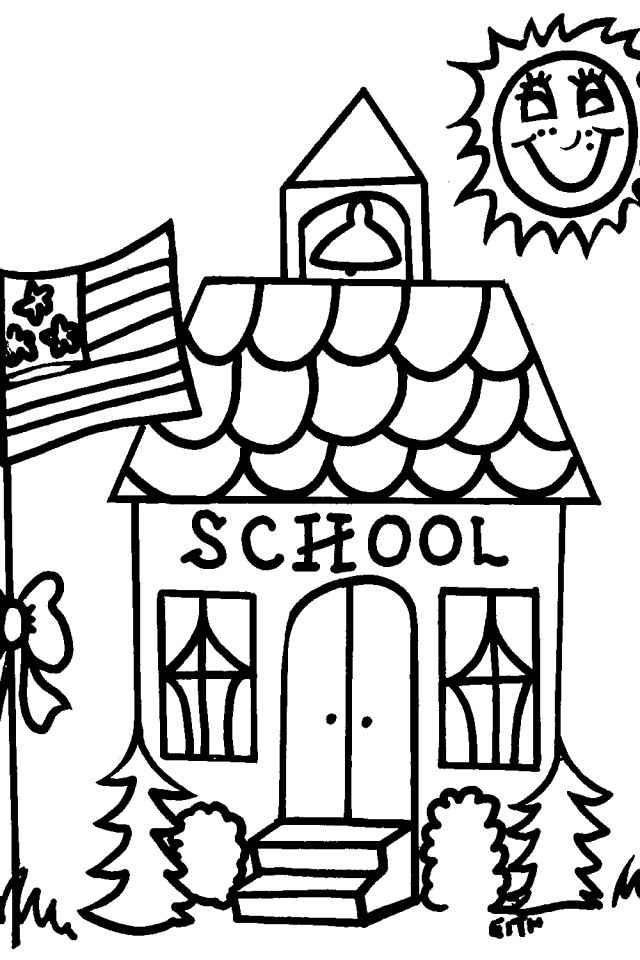 school building coloring page