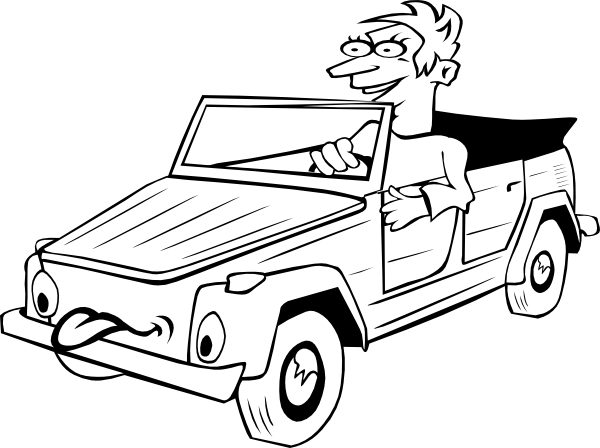 Boy Driving Car Cartoon Outline clip art - vector clip art online 