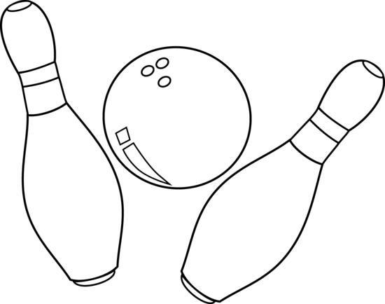 Bowling Ball and Pins Line Art - Free Clip Art