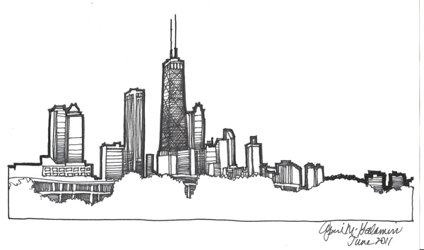 Chicago Skyline drawing on Behance
