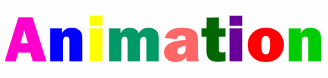 Colorful block letters spelling "Animation" on a white background.