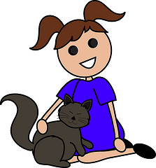 Galleries | Clip Art Illustration of a Cartoon Girl Sitting With 