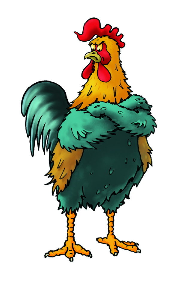 Proud Rooster Illustration - Colorful Farm Animal Clipart