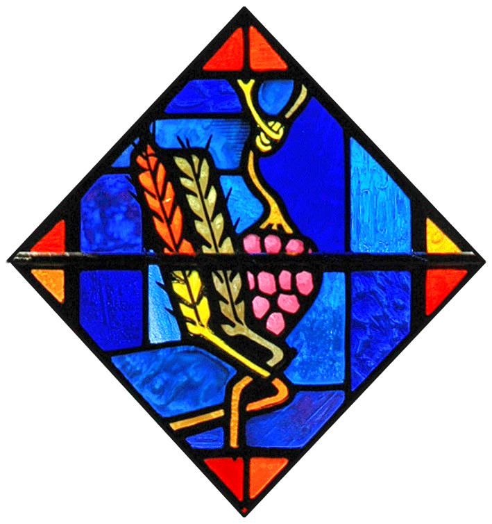 Stained Glass Dove of Peace with Wheat and Grapes - Religious Symbolism Art