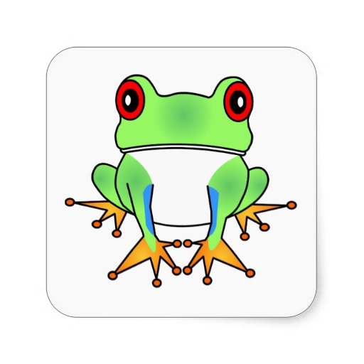 Cute Tree Frog Cartoon Square Stickers | Zazzle