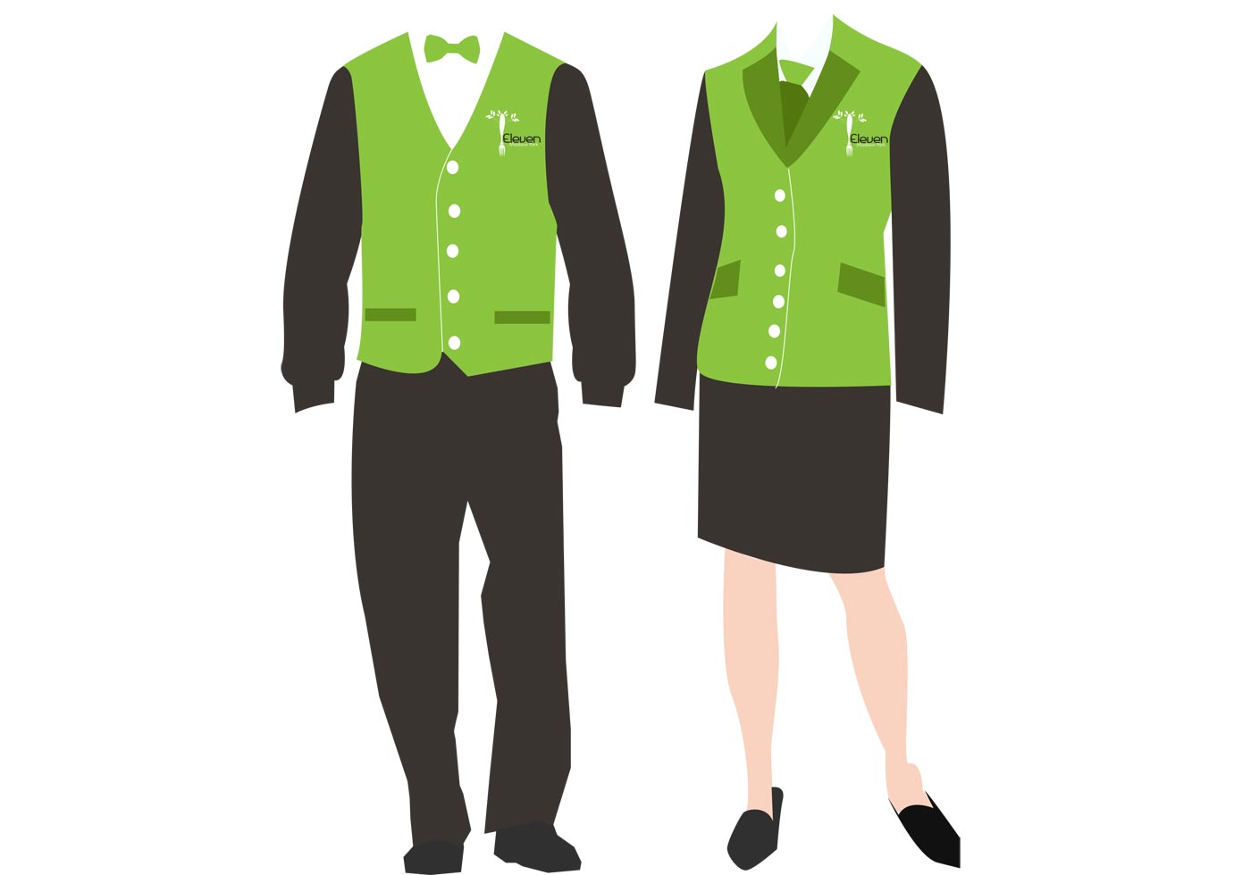 Форма без сайта. Корпоративный стиль одежды. Форменная одежда. Униформа для персонала. Сотрудники в зеленой форме.