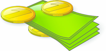 Green banknotes and gold coins symbolizing money, savings, or financial growth.