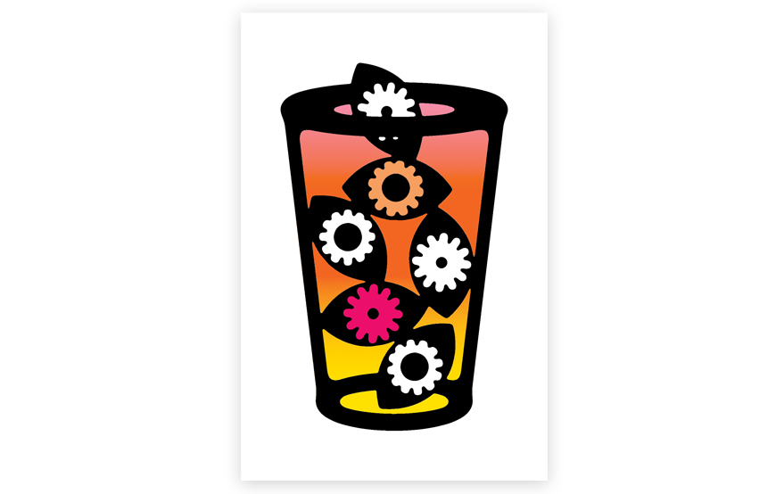 Creative Thinking Gears in a Glass - Visual Metaphor for Innovation
