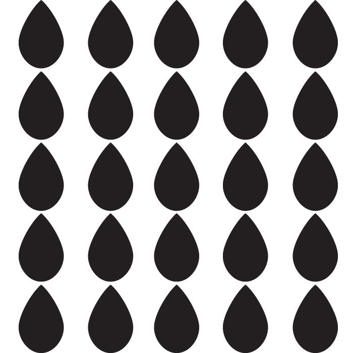 Grid of black teardrop-shaped icons arranged in five columns and six rows on a white background.