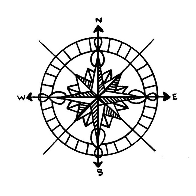 Ornate Compass Rose Illustration - Nautical Navigation Symbol