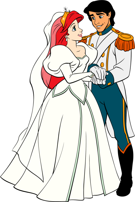 Disney Wedding Clipart Bride Princess Ariel  Prince Eric the Groom