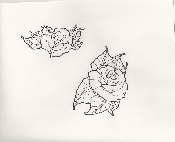 Rose Tattoo Outline | combine the two and colour them to create a 