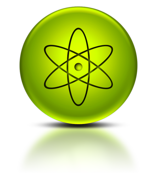 Atomic Energy Icon - Green Nuclear Symbol for Science & Education