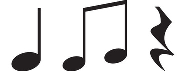Musical Notation Symbols: Eighth Notes and Accent Mark Icon