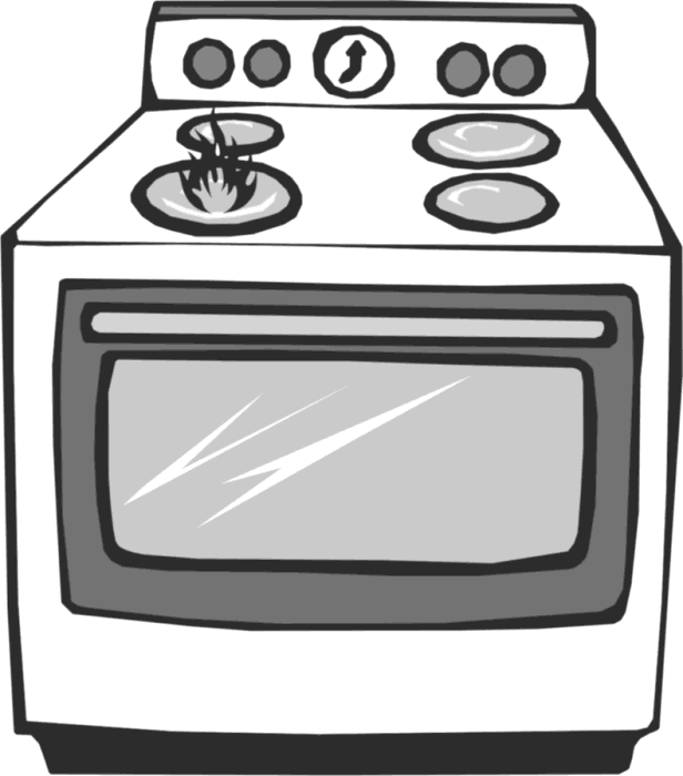 Gas Oven Large BW Clip Art Download