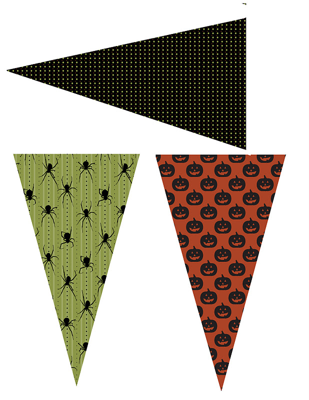 Festive Halloween Bunting Flags - Spider, Pumpkin & Polka Dot Designs