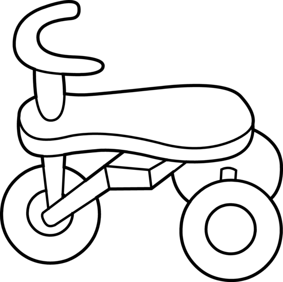 Toddler Tricycle Line Art - Free Clip Art
