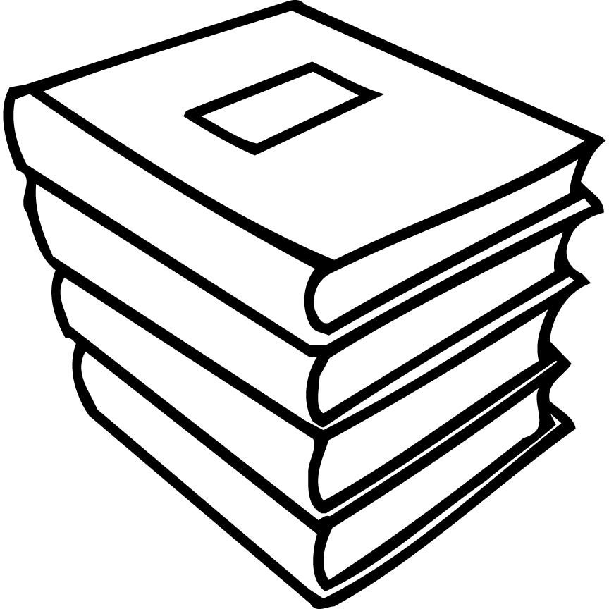 stack of books clip art black and white