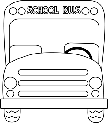 School Bus Front Black and White Clip Art - School Bus Front Black 