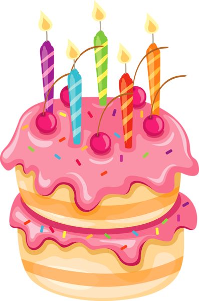 Festive Birthday Cake with Candles and Sprinkles - Free Clipart