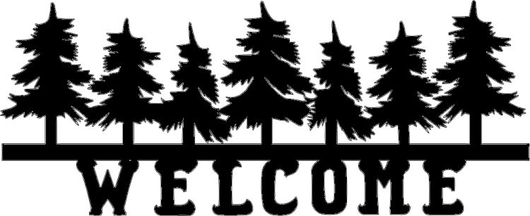 Bar Welcome Trees in Forest Silhouette Metal Wall Art (Powered by 