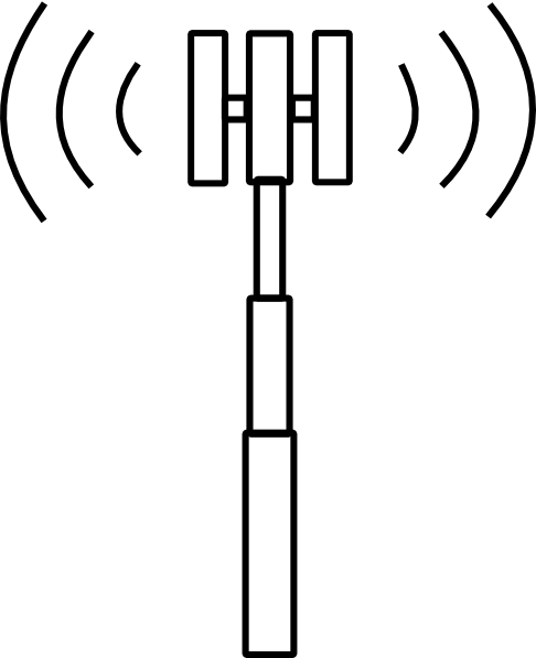 Illustration of a cellular tower emitting radio waves for wireless communication.