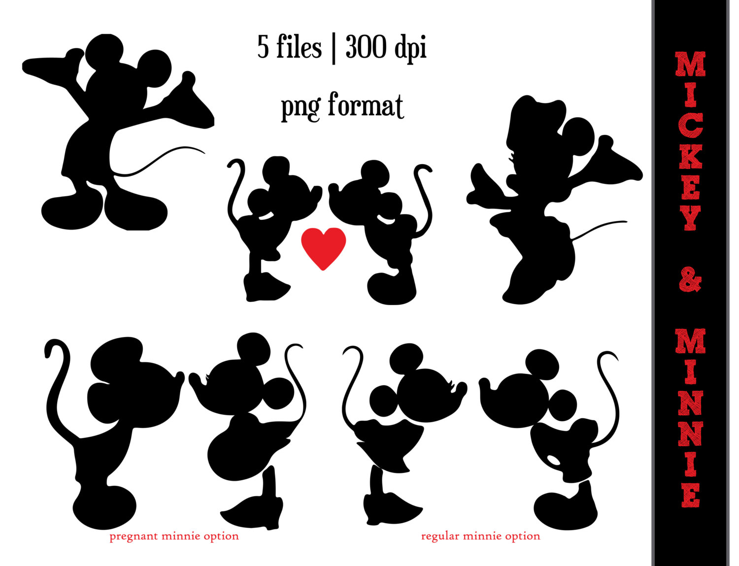 Mickey Mouse and Minnie Mouse Silhouettes by SparkYourCreativity